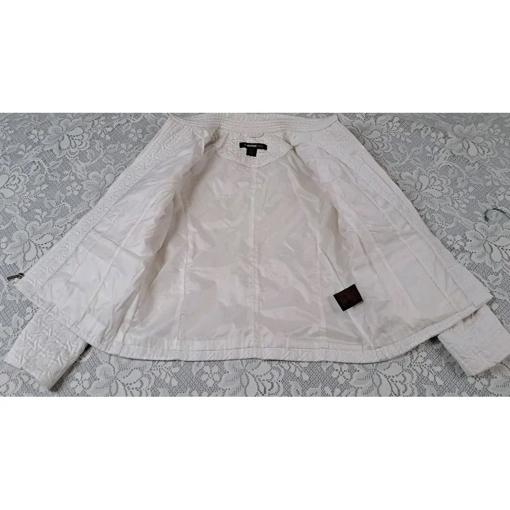 Weather Tamer Jacket Womens Sz Med Quilted Cream Winter White Full Zip Pre-owned